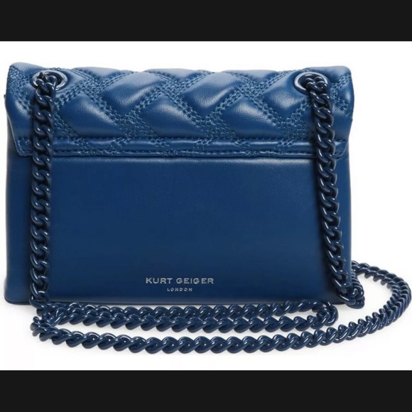 Kurt Geiger London Mini Kensington Leather Drench Blue Convertible Crossbody Bag - Picture 8 of 8